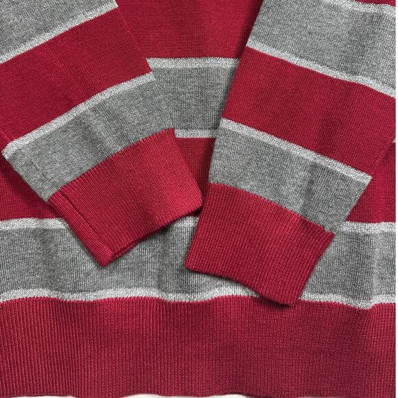 Guess Long Sleeve Janica Striped Sweater Red Gray XL Lightweight Office Casual - Picture 6 of 11